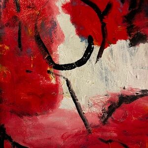 Abstract Red and Black Canvas Art